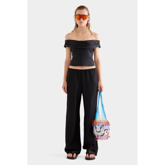 Venroy Silk Relaxed Pant in Black - Picture 2 of 6